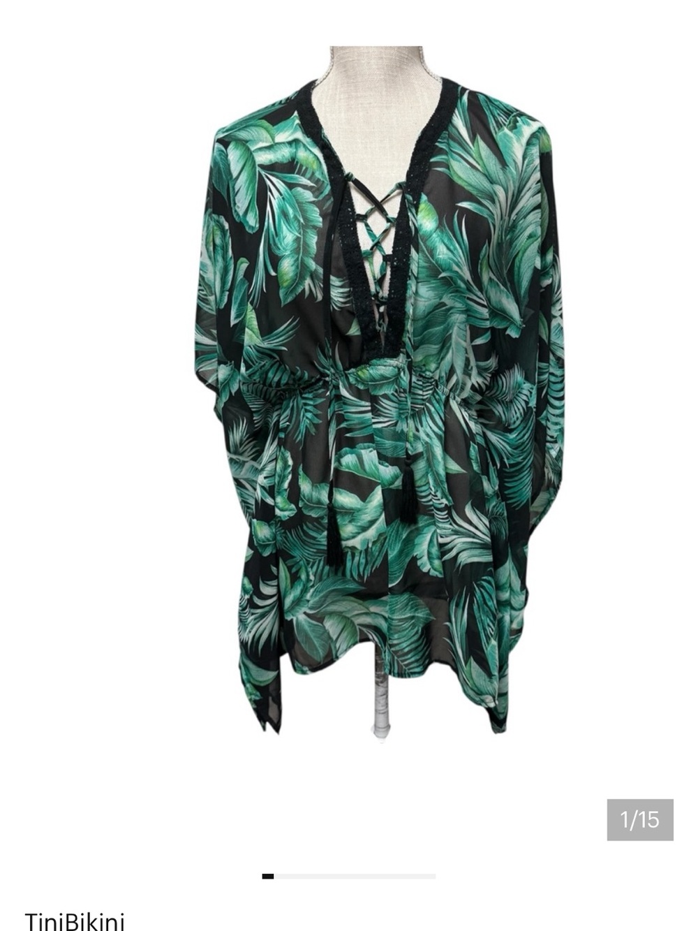 TiniBikini Green Leaf Swim Coverup Size Small/Medium